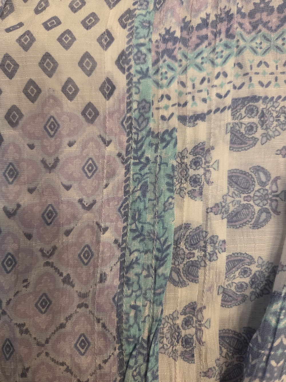 Ruby Rd. Patchwork Print Button-Front Tunic - Lavender, Blue & Mint - Picture 3 of 4